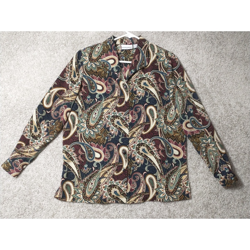 Alfred Dunner Shirt Womens 12 Paisley Button Up Long Sleeve Ladies